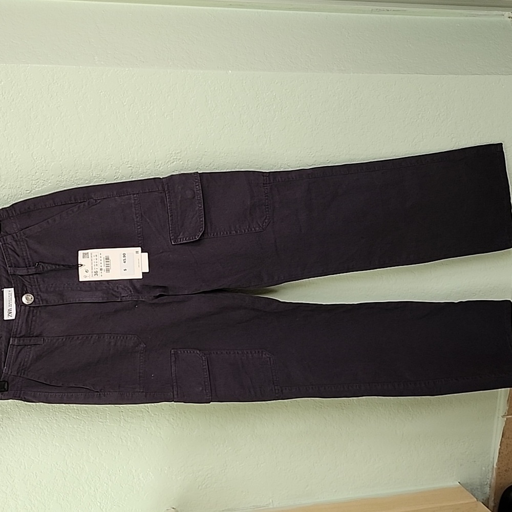 BNWT SIZE 4 ZARA dark grey cargo pants